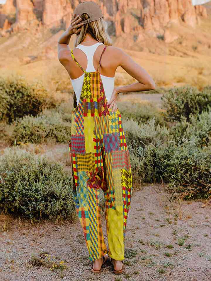 Printed V-Neck Sleeveless Jumpsuit