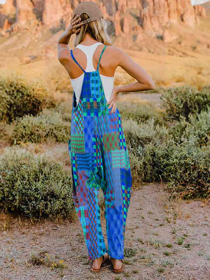 Printed V-Neck Sleeveless Jumpsuit