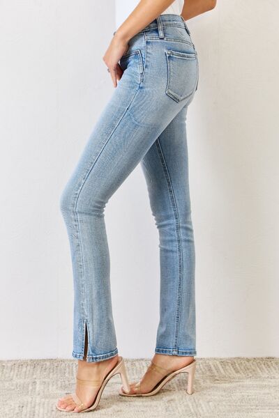 Kancan Mid Rise Y2K Slit Bootcut Jeans