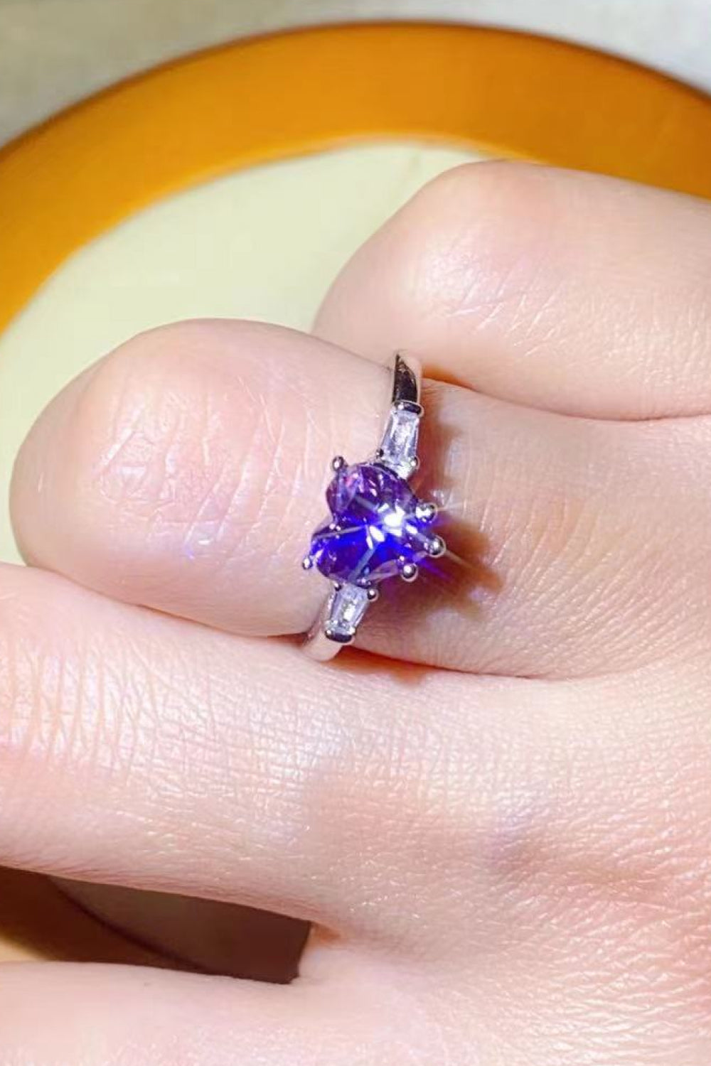 Purple Moissanite Ring | Purple Heart Ring | Love & Payne